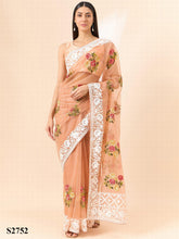 Tissue Organza Saree : Bollywood-inspired Organza Saree with Intricate Floral Embroidery Work - INDIASILK